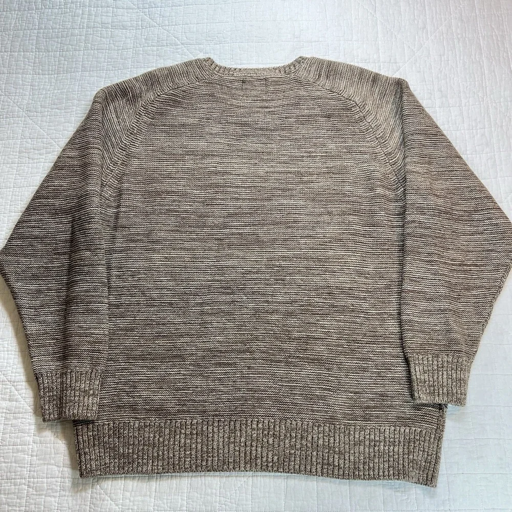 FX Fusion Cable Knit Grandpa Sweater V-Neck Drop Down Khaki Color Men's Size XL - Picture 4 of 7